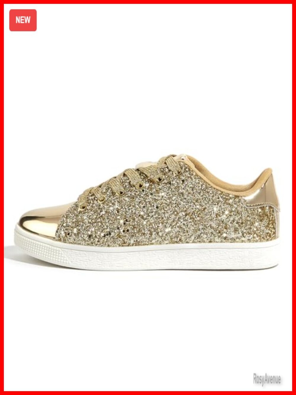 LUCKY STEP Women's Sparkly Glitter Fashion Sneakers Lace-Up Walking Shoes